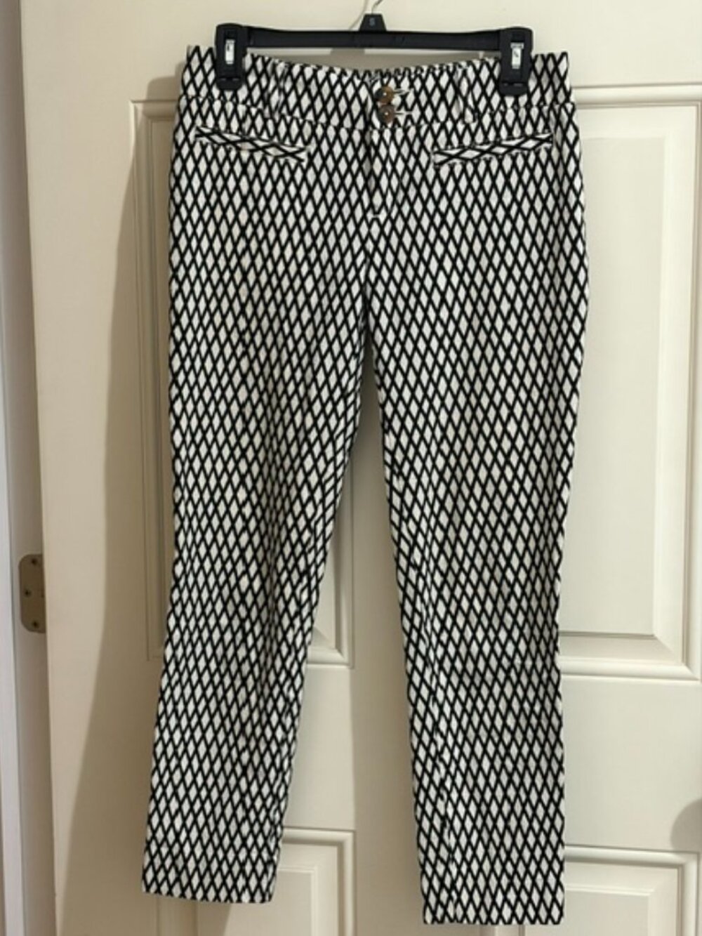 Anthropologie Cartonnier Charlie Ankle Pant Black & White Trellis Size 0